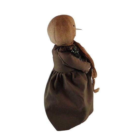 Primitive Handmade Rag Doll With Brown Dress & Scarf - Picture 2 of 13